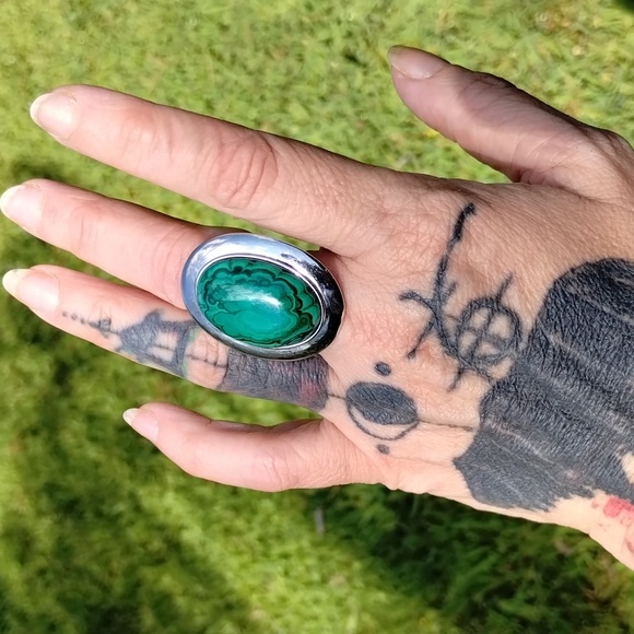 DISCONTINUED Evil Pawn Jewelry Malachite Rachel Ring 💚 - Picture 3 of 5